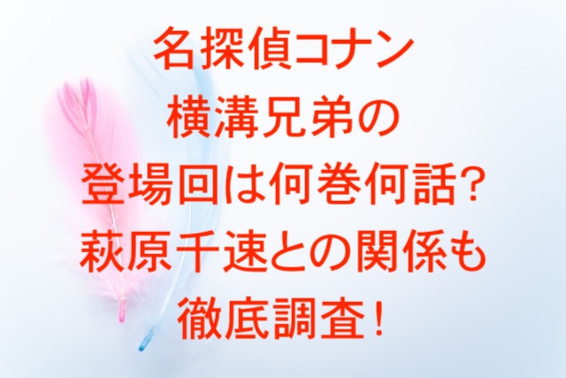 名探偵コナン横溝兄弟の登場回は何巻何話？萩原千速との関係も徹底調査！