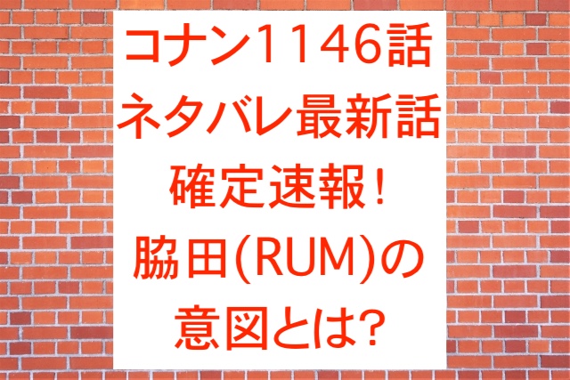 コナン1146話ネタバレ最新話確定速報！脇田(RUM)の意図とは？